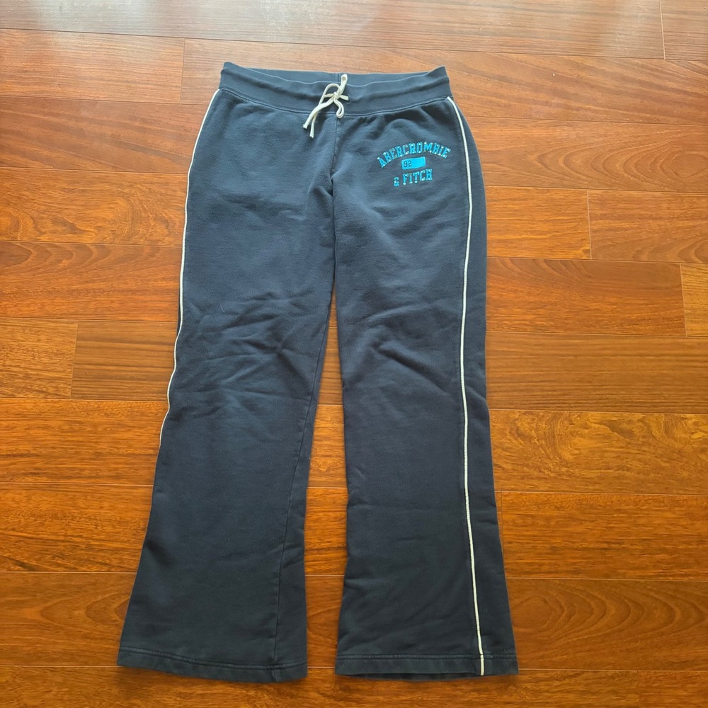 Abercrombie & Fitch Women S Navy Blue Flare Sweatpants Y2K Sequin Stripe Joggers